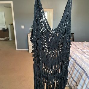 Black crochet beach cover up
